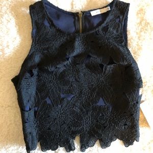 Black lace appliqué tank